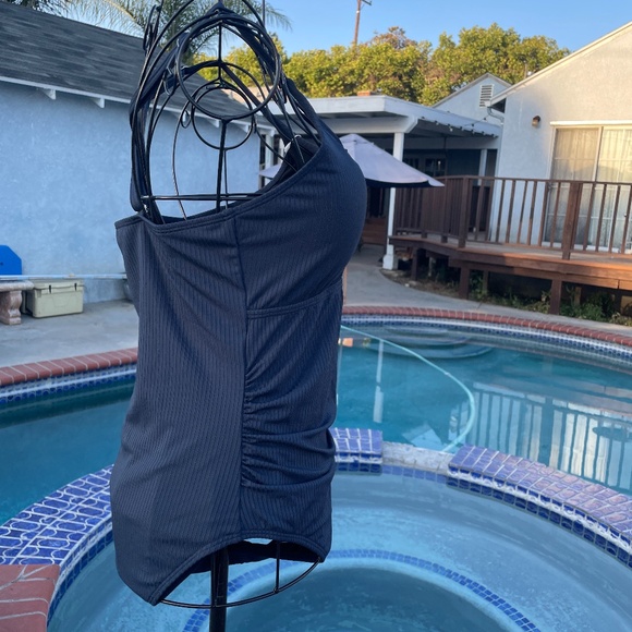 Navy blue button bathing suit - Picture 5 of 9